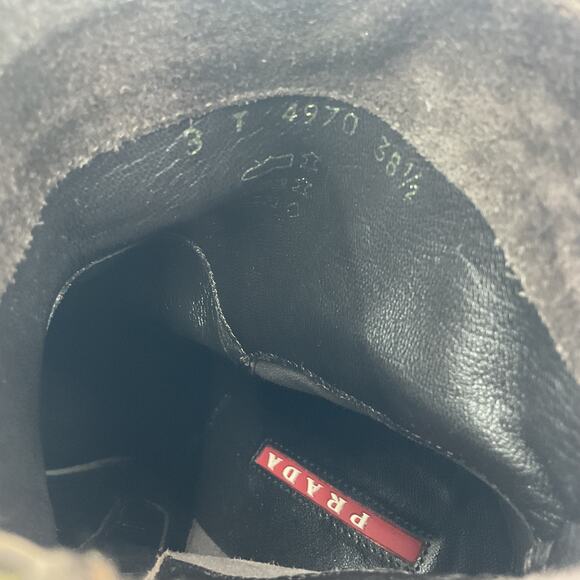 PRADA Brown Suede Leather Ankle Wedge Boots Women’s Size 8.5 Preowned - Picture 5 of 8